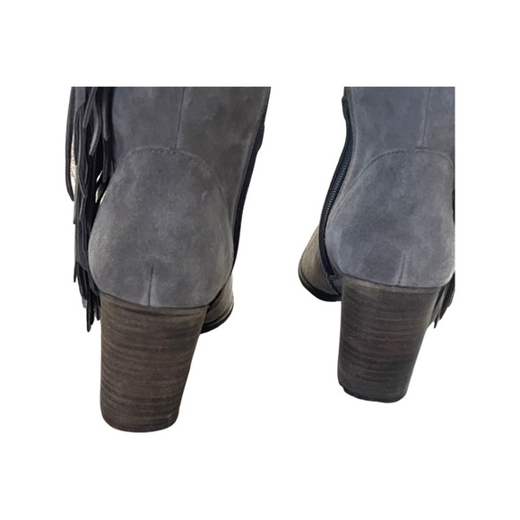 STEVE MADDEN Cacos Genuine Leather Gray Suede Fringe Boots Women’s Size 7B. - Picture 9 of 16